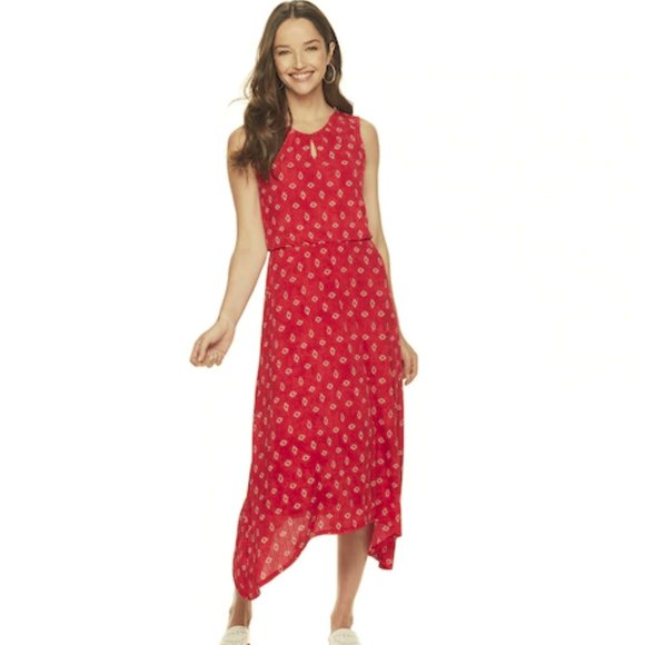 Dana Buchman Red Sleeveless Sharkbite Dress NWT S - Picture 2 of 2